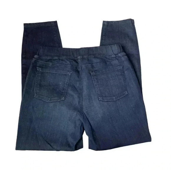 Eileen Fisher Jean Pants Size Medium Petite MP Dark Wash Elastic Waist Mid Rise - Picture 4 of 9